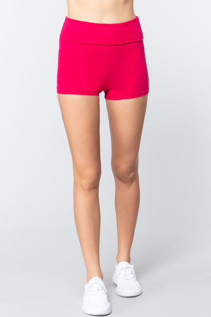 COTTON-SPANDEX HIGH WAISTED YOGA SHORT PANTS