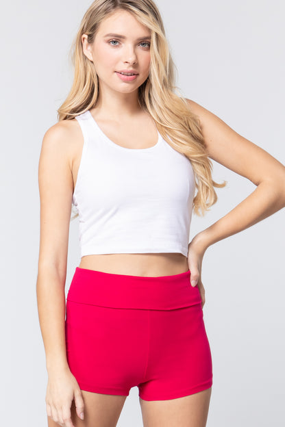 COTTON-SPANDEX HIGH WAISTED YOGA SHORT PANTS