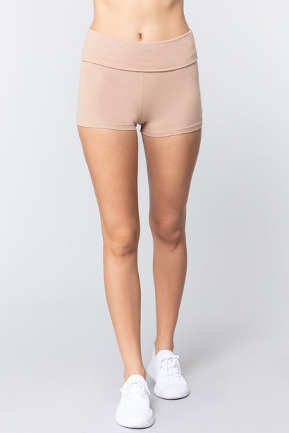 COTTON-SPANDEX HIGH WAISTED YOGA SHORT PANTS