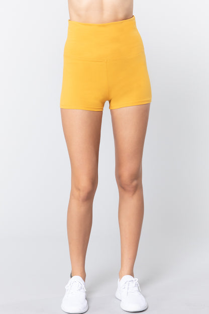 COTTON-SPANDEX HIGH WAISTED YOGA SHORT PANTS