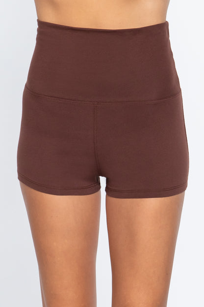 COTTON-SPANDEX HIGH WAISTED YOGA SHORT PANTS