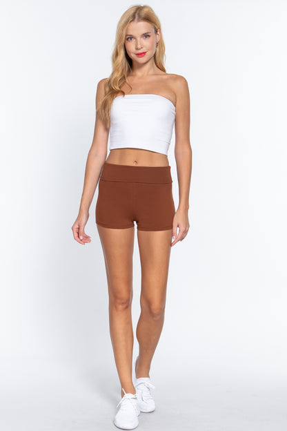 COTTON-SPANDEX HIGH WAISTED YOGA SHORT PANTS