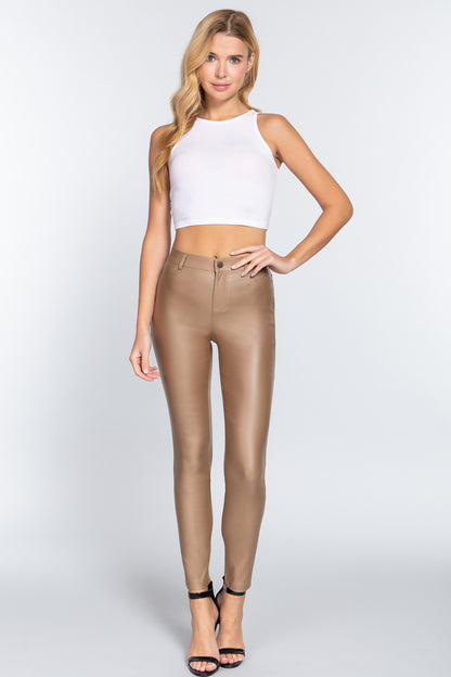 High Waist Skinny Faux Leather Pants