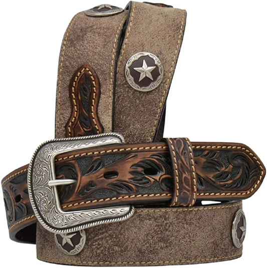 3D Mens belt 11/2" Real leather country western style