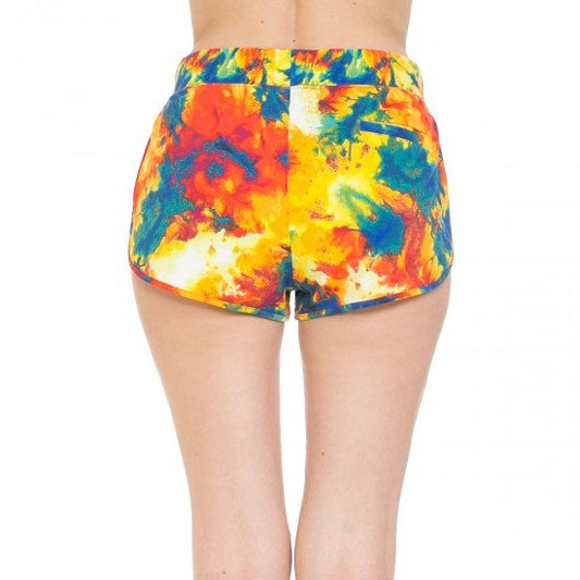 TIE-DYE PRINT FRENCH TERRY PULL-ON SHORTS