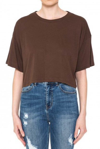 Round Neck Boxy Crop Top