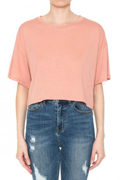 Round Neck Boxy Crop Top