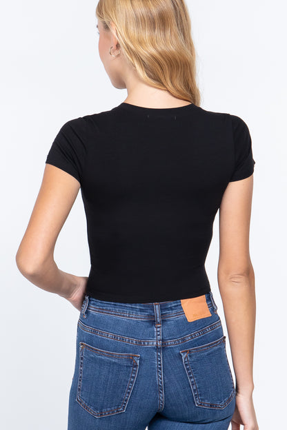 SHORT SLEEVE CREW NECK CROP TOP