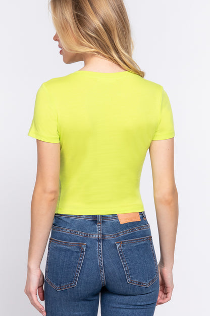 SHORT SLEEVE CREW NECK CROP TOP