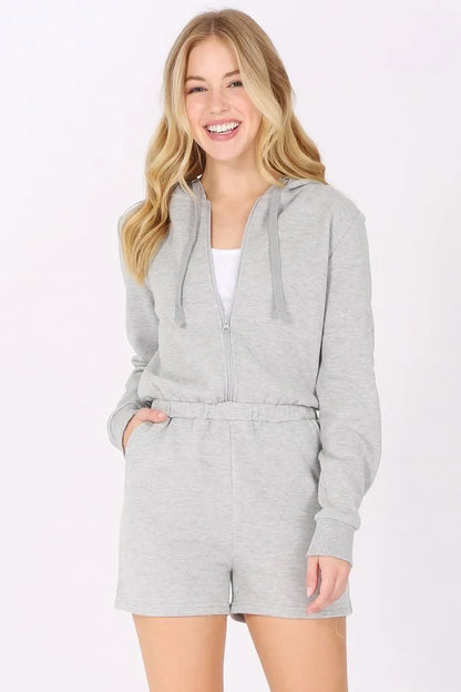 FLEECE ZIP UP HOODIE ROMPER