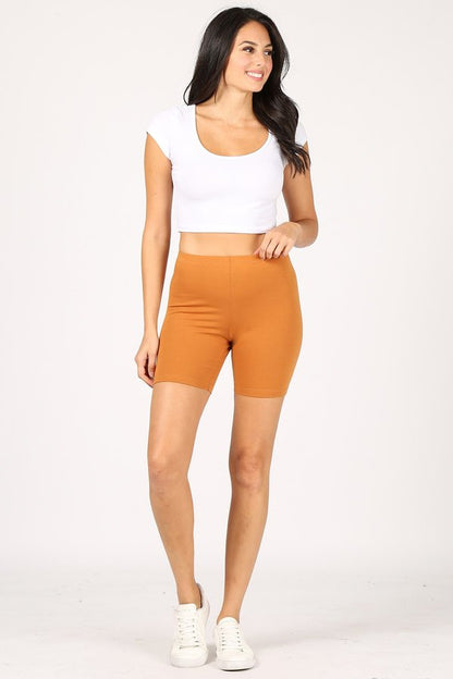 Solid Basic High Waist Biker Shorts - Stretch fit - 6'' inseam Model: 5'7" wearing size Small Plus Size Available (CSP0630X)
