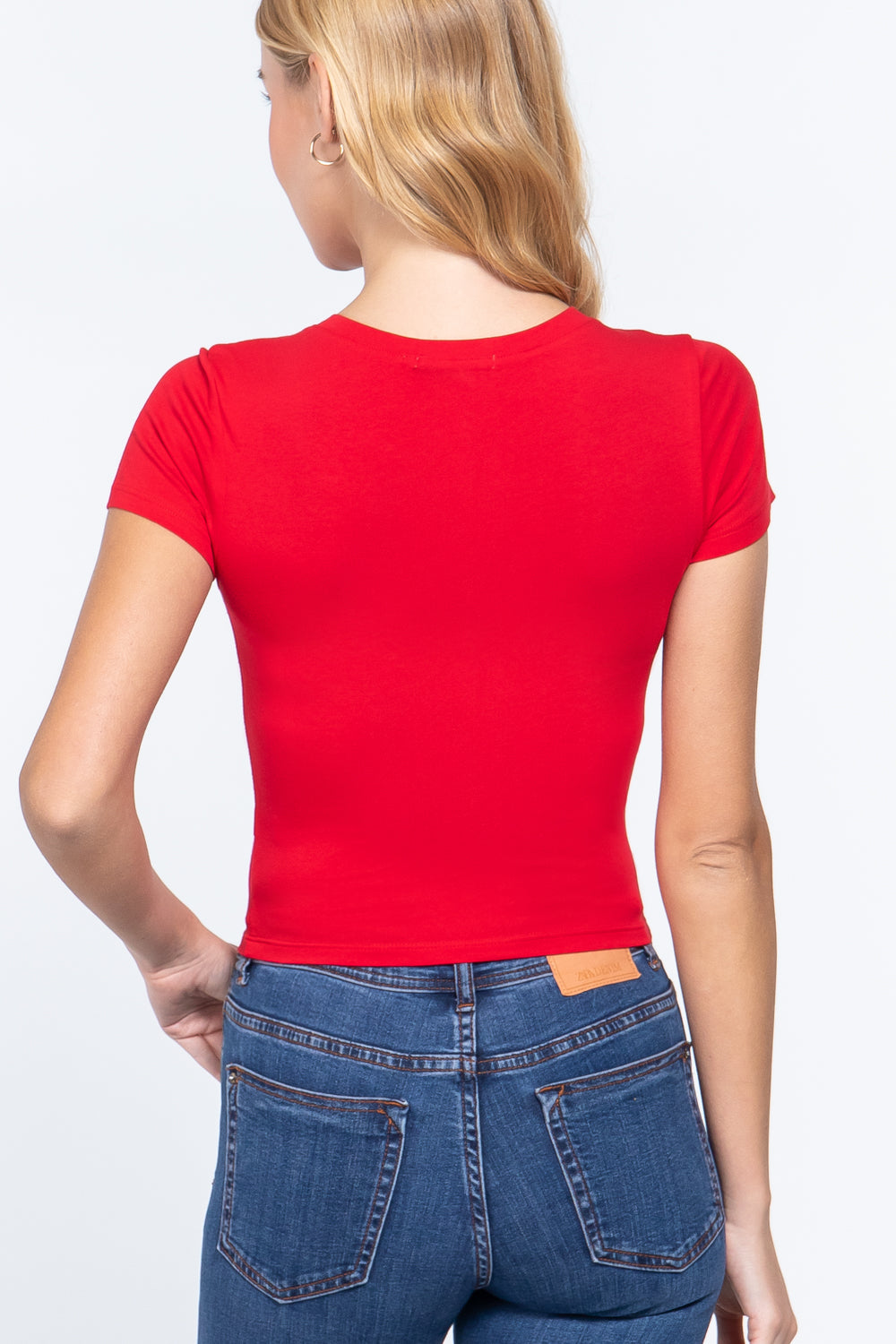 SHORT SLEEVE CREW NECK CROP TOP