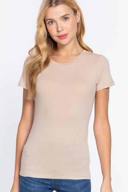 COTTON SPANDEX JERSEY CREW NECK T-SHIRT