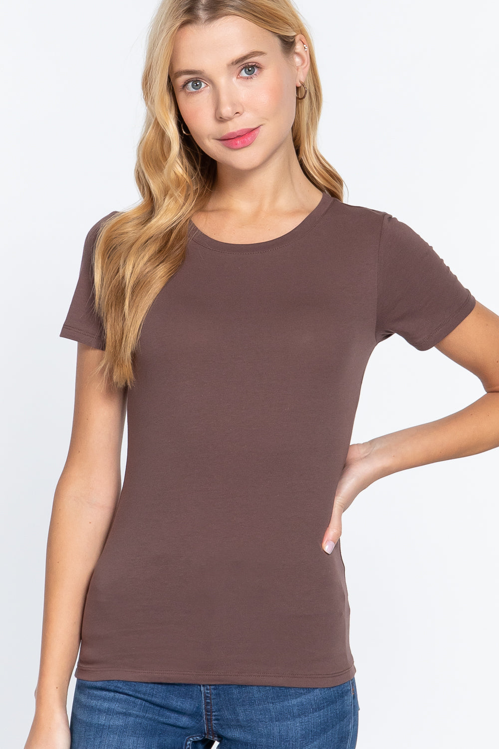 COTTON SPANDEX JERSEY CREW NECK T-SHIRT